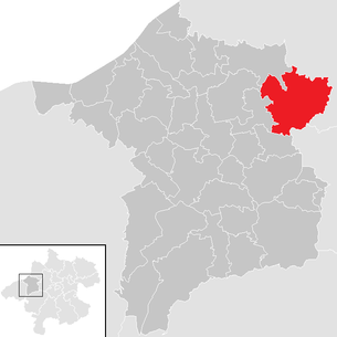 Lage der Gemeinde Taiskirchen im Innkreis im Bezirk Ried im Innkreis (anklickbare Karte)