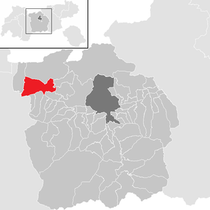 Lage der Gemeinde Telfs im Bezirk Innsbruck Land (anklickbare Karte)