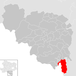 Lage der Gemeinde Zöbern im Bezirk Neunkirchen (anklickbare Karte)