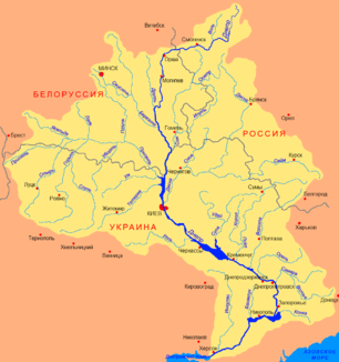 Der Ostjor (Остёр) im Nordosten des Einzugsgebiets des Dnepr (Днепр)