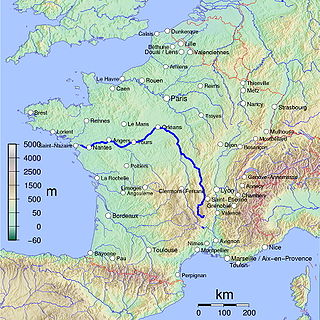 Karte – Verlauf der Loire innerhalb Frankreichs