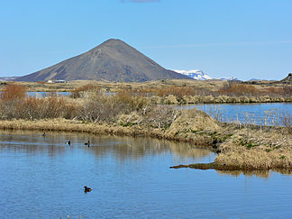 Vindbelgjarfjall hinter dem See Mývatn