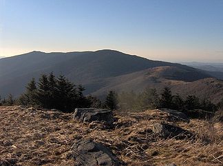 Roan Mountain, aus dem Nordwesten von Grassy Ridge Bald aus gesehen