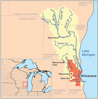 Wassereinzugsgebiet des Milwaukee Rivers