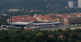Sicht auf Letná mit dem Sparta-Stadion (heute Generali-Arena)