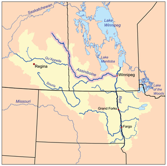 Verlauf und Einzugsgebiet des Assiniboine Rivers