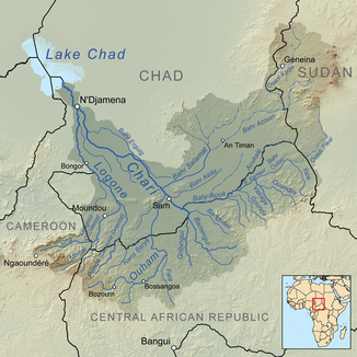 Verlauf des Ouham im Einzugsgebiet des Schari (Mitte unten)