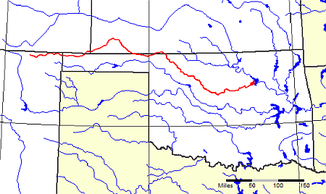 Verlauf des Flusses (rot markiert)