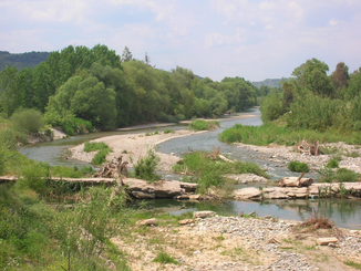 Das Flussbett des Evrotas in der Nähe der Stadt Sparta (Sparti).
