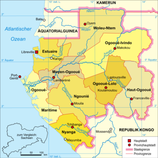 Karte Gabuns mit dem Ogooué und dem Ivindo