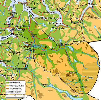 Verlauf der Målselva im Gebiet der Kommune Målselv