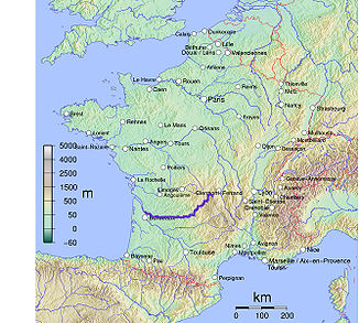 Die wichtigsten Flüsse Frankreichs, unter ihnen die Dordogne