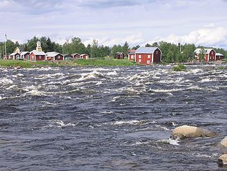 Kukkolaforsen/Kukkolankoski-Stromschnellen, Blick auf das schwedische Ufer