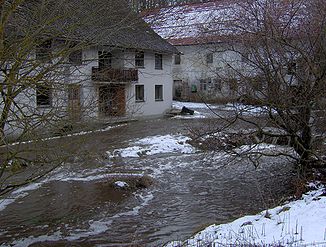 Überschwemmung des Eßmühler Baches im Frühling 2009, Unteregg-Eßmühle
