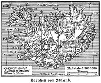 Island auf einer Karte von 1888