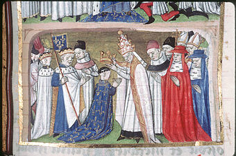 Die Krönung Ludwigs als König von Aquitanien durch Papst Hadrian I.