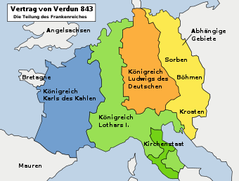 Die Gebietsaufteilung im Vertrag von Verdun