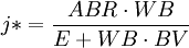 j* = \frac{ABR \cdot WB}{E + WB \cdot BV}