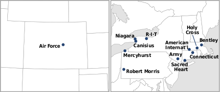 Map - College Hockey - Atlantic Hockey cities.svg