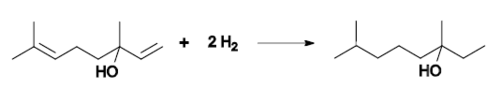 Hydrierung von Linalool zu Tetrahydrolinalool