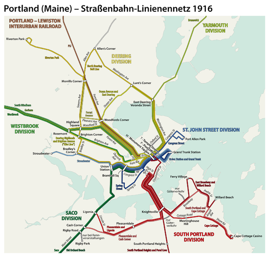 Das Liniennetz im Jahr 1916
