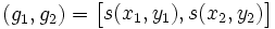({g_1},{g_2}) = \begin{bmatrix}s({x_1},{y_1}),s({x_2},{y_2})\end{bmatrix}