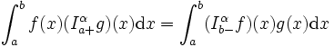 \int_a^bf(x)(I_{a+}^\alpha g)(x)\mathrm{d}x=\int_a^b(I_{b-}^\alpha f)(x)g(x)\mathrm{d}x