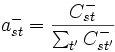 a^-_{st}=\frac{C^-_{st}}{\sum_{t'}^{} C^-_{st'}}