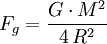 F_g = \frac{G\cdot M^2}{4\,R^2}