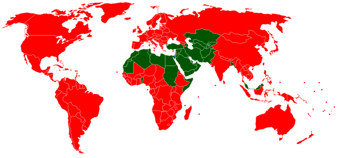 Weltkarte mit nationalen Rotkreuz- und Rothalbmond-Gesellschaften