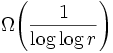 \Omega\!\left(\frac {1}{\log \log r}\right)