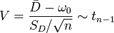V=\frac{\bar{D}-\omega_0}{S_D/\sqrt{n}} \sim t_{n-1}