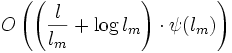  O\left(\left(\frac{l}{l_m} + {\rm log}\, l_m\right)\cdot\psi(l_m)\right) 