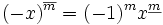 (-x)^{\overline{m}} = (-1)^mx^{\underline{m}}