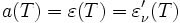 a(T) = \varepsilon(T) = \varepsilon_{\nu}^\prime(T)