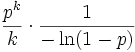 \frac{p^{k}}{k}\cdot\frac{1}{-\ln(1-p)}