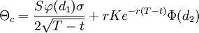 \Theta_c = \frac{S\varphi(d_1)\sigma}{2\sqrt{T-t}} + rKe^{-r(T-t)}\Phi(d_2)