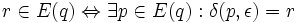 r \in E(q) \Leftrightarrow \exists p \in E(q): \delta(p, \epsilon) = r