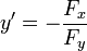  y' = -\frac{F_x}{F_y}