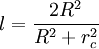 l = \frac{2 R^2}{R^2 + r_c^2}