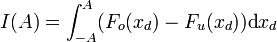 I(A) = \int_{-A}^{A} (F_o(x_d)-F_u(x_d)) \textrm{d}x_d