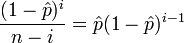 \frac{(1-\hat p)^i}{n-i}=\hat p(1-\hat p)^{i-1}