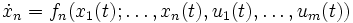 \dot x_n=f_n(x_1(t);\ldots,x_n(t),u_1(t),\ldots,u_m(t))
