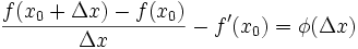  \frac{f(x_0+\Delta x)-f(x_0)}{\Delta x}-f'(x_0)= \phi(\Delta x)
