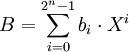 B = \sum_{i=0}^{2^n-1} b_i \cdot X^i