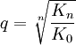 q = \sqrt[n]{\frac{K_n}{K_0}}