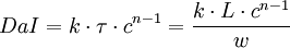 DaI = k \cdot \tau \cdot c^{n-1}= \frac{k \cdot L \cdot c^{n-1}}{w}