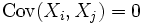 \operatorname{Cov}(X_i,X_j)=0