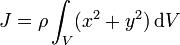 J = \rho\int_V (x^2+y^2)\,\mathrm{d}V