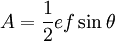 A=\frac{1}{2} e f \sin \theta